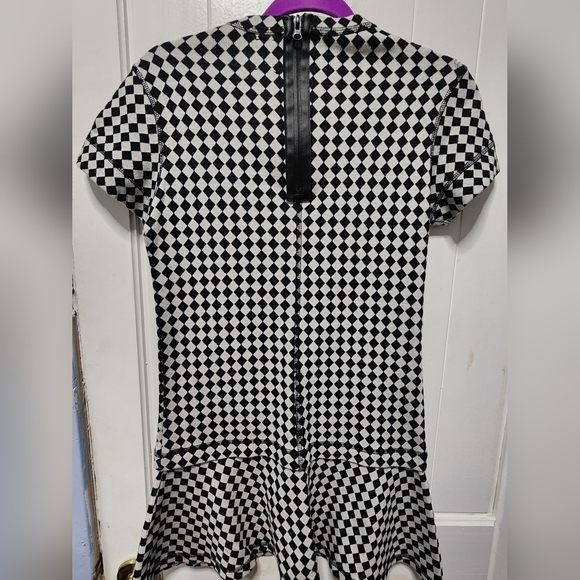 Zara Black And White Checkered Mini Dress Size M - Picture 7 of 9